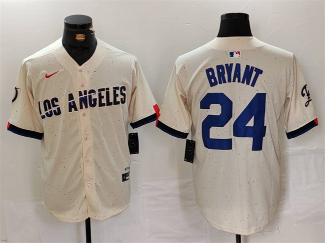 Los Angeles Dodgers #24 Kobe Bryant Cream Stitched Jersey - Click Image to Close